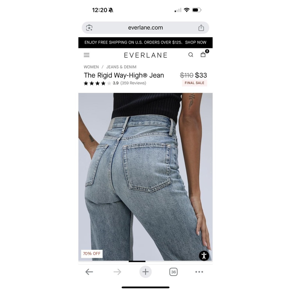 Everlane The 90s Way High Jean Light Wash Denim Women Size 24 Long - Picture 3 of 9